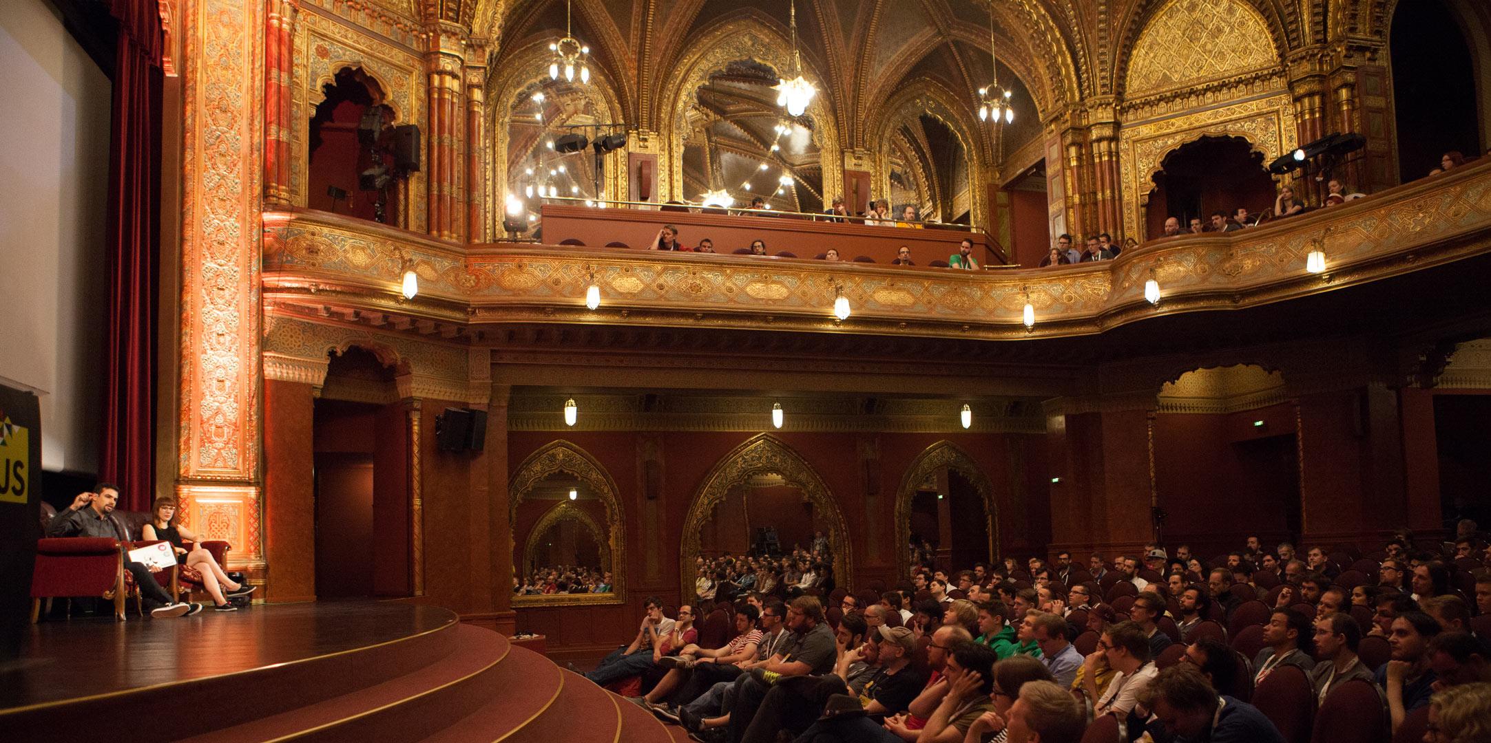 Inside the Urania Theatre auditorium